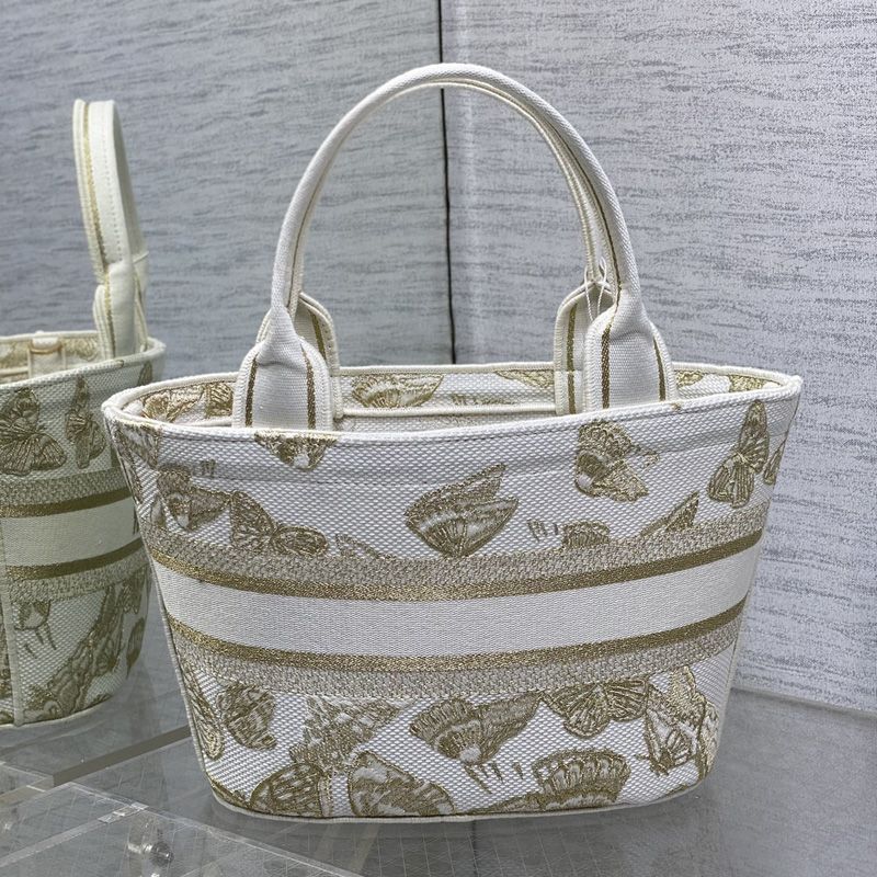 Christian Dior Hat Basket Bag In Butterfly Zodiac Motif Canvas White/Gold - Image 2