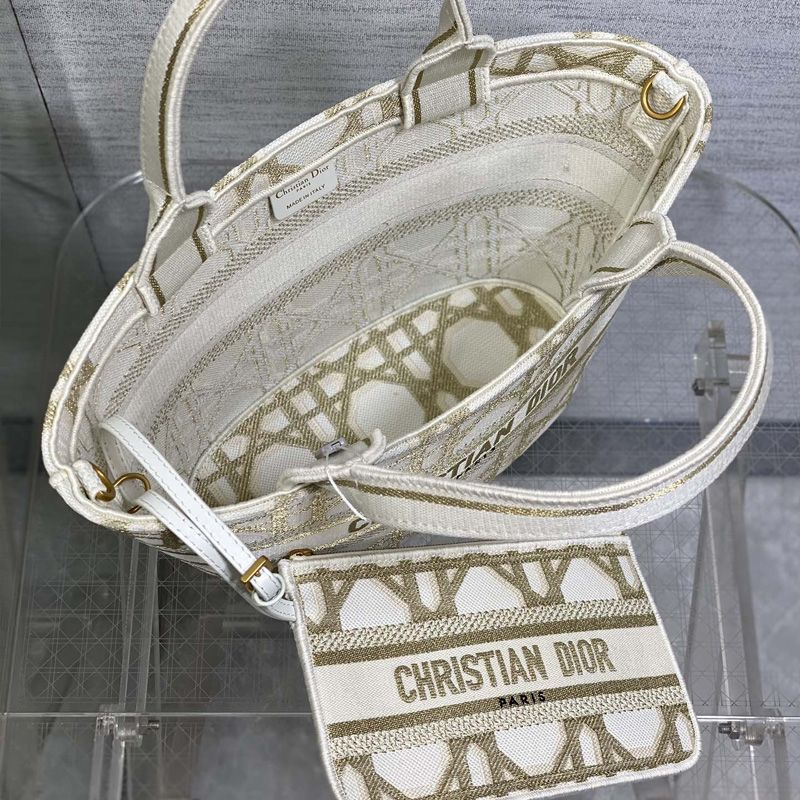 Christian Dior Hat Basket Bag In Macrocannage Motif Canvas Gold - Image 5