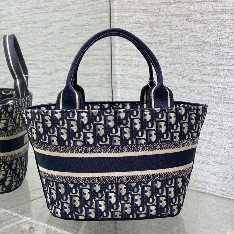 Christian Dior Hat Basket Bag In Oblique Motif Canvas Blue - Image 2