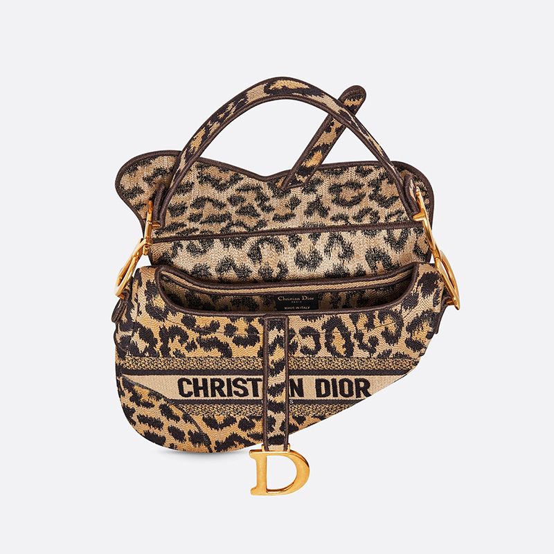 Christian Dior Saddle Bag In Mizza Motif Canvas Beige - Image 4