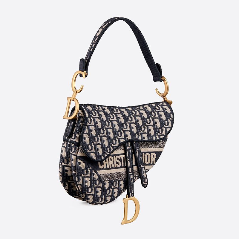 Christian Dior Saddle Bag In Oblique Motif Canvas Blue - Image 2