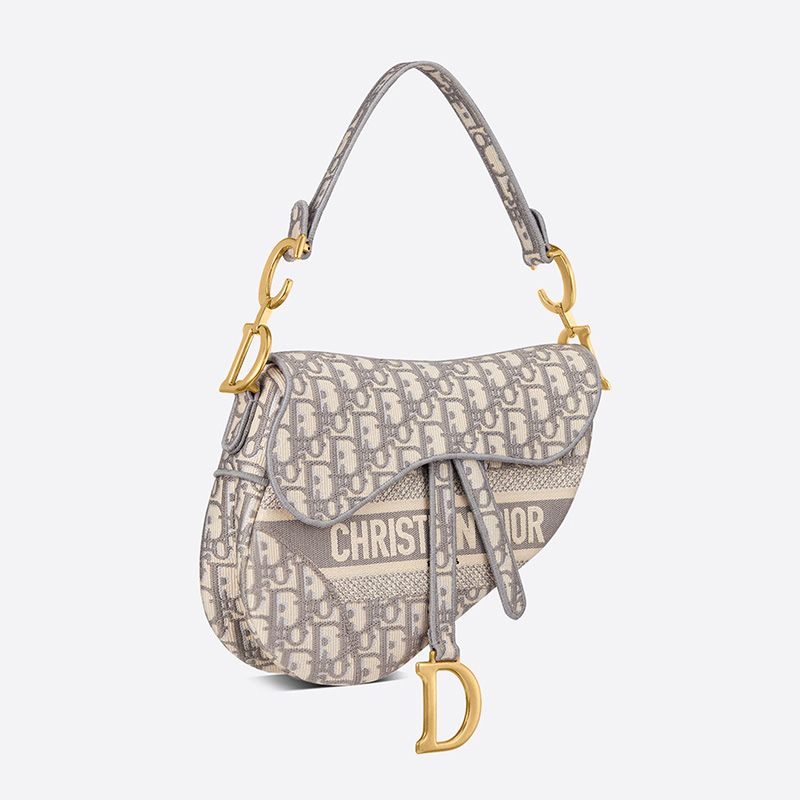 Christian Dior Saddle Bag In Oblique Motif Canvas Grey - Image 2