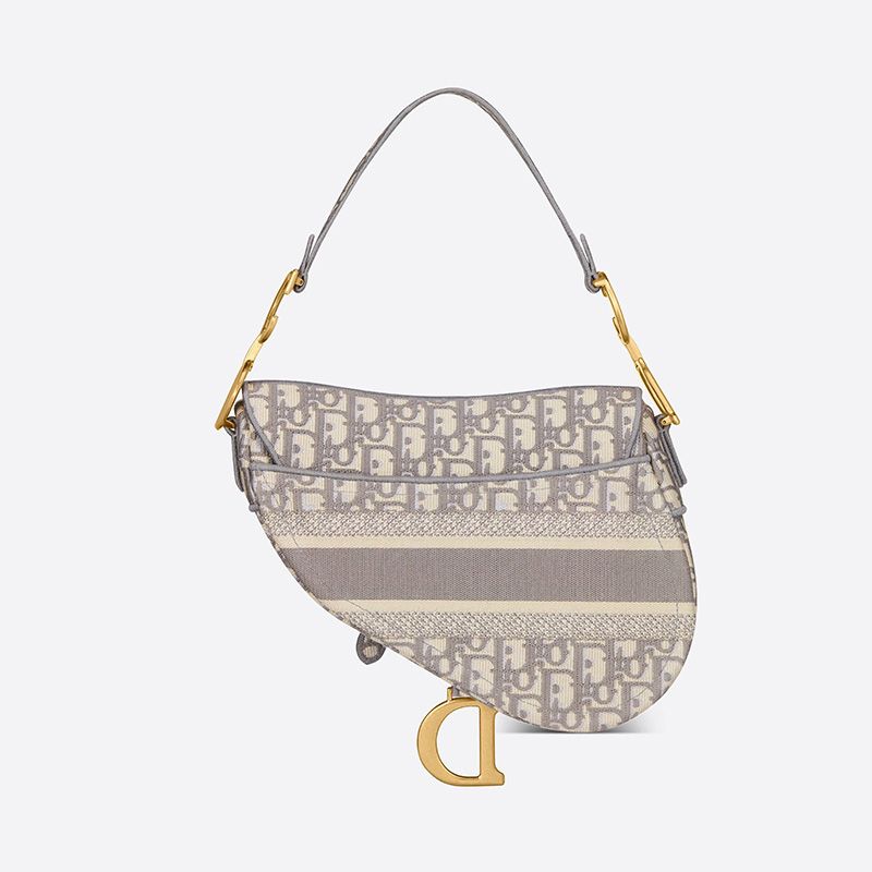 Christian Dior Saddle Bag In Oblique Motif Canvas Grey - Image 3