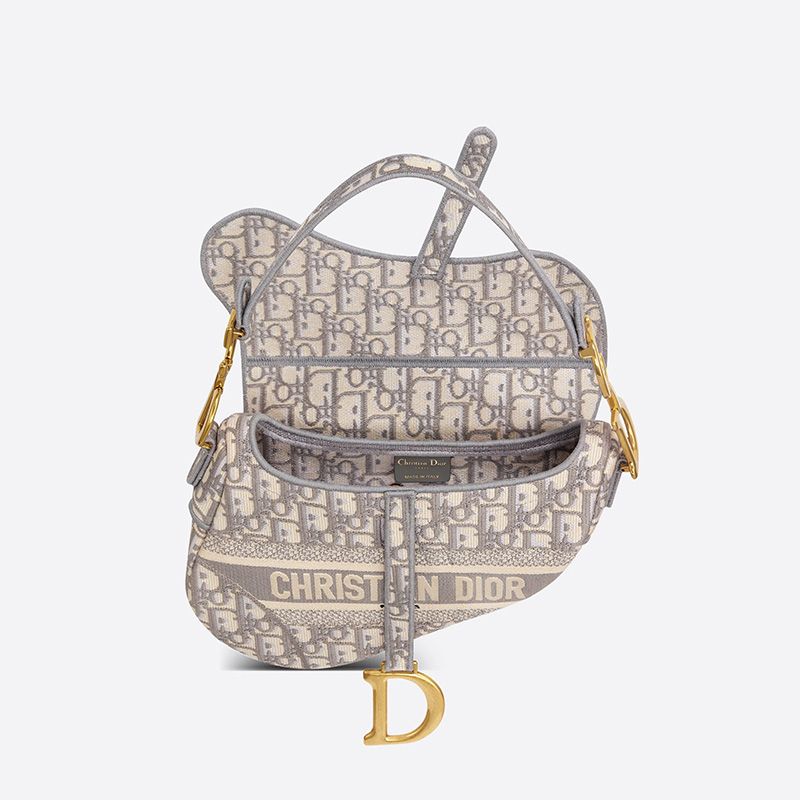 Christian Dior Saddle Bag In Oblique Motif Canvas Grey - Image 4