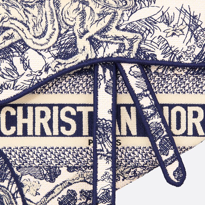 Christian Dior Saddle Bag In Toile de Jouy Motif Canvas Blue - Image 5