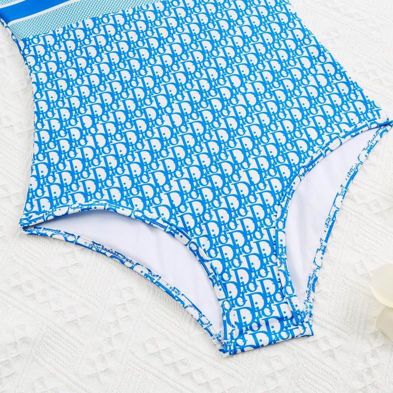 Christian Dior Swimsuit Women Oblique Motif Lycra Sky Blue - Image 3