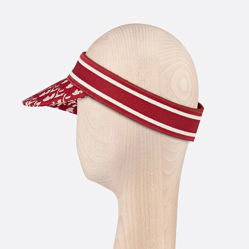 Christian Dior Visor D-Oblique Motif Cotton Red - Image 2