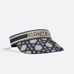 Christian Dior Visor In Macrocannage Motif Cotton Blue