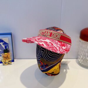 Christian Dior Visor Toile de Jouy Motif Cotton Red