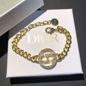 Dior 30 Montaigne Bracelet Metal with CD Circle Signature Embellished Crystals Gold