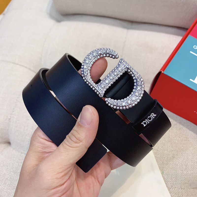 Dior 30 Montaigne Crystals Belt 30MM Smooth Calfskin Black/Silver - Image 2