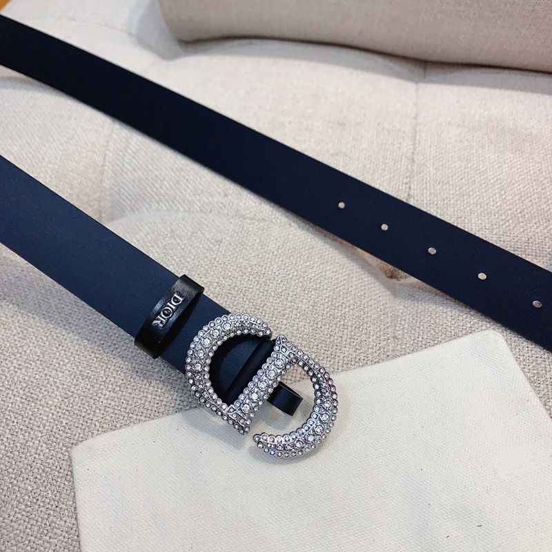 Dior 30 Montaigne Crystals Belt 30MM Smooth Calfskin Black/Silver - Image 3