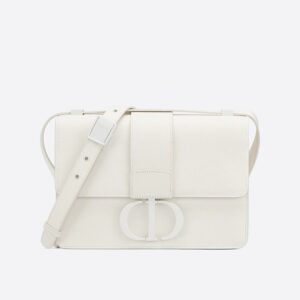 Dior 30 Montaigne Bag In Ultramatte Grained Calfskin White
