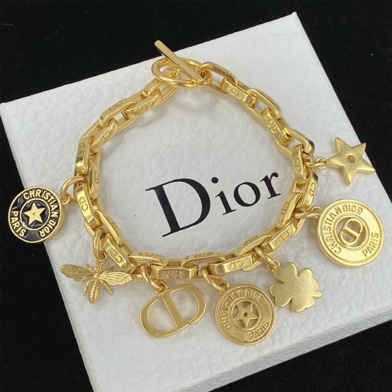 Dior 30 Montaigne Bracelet Metal with Multiple Hallmark Charms Gold