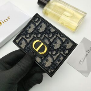 Dior 30 Montaigne Card Holder Oblique Motif Canvas Blue