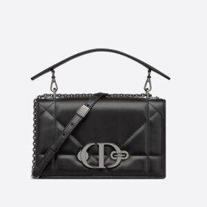 Dior 30 Montaigne Chain Bag with Handle In Maxicannage Lambskin Black