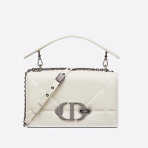 Dior 30 Montaigne Chain Bag with Handle In Maxicannage Lambskin White
