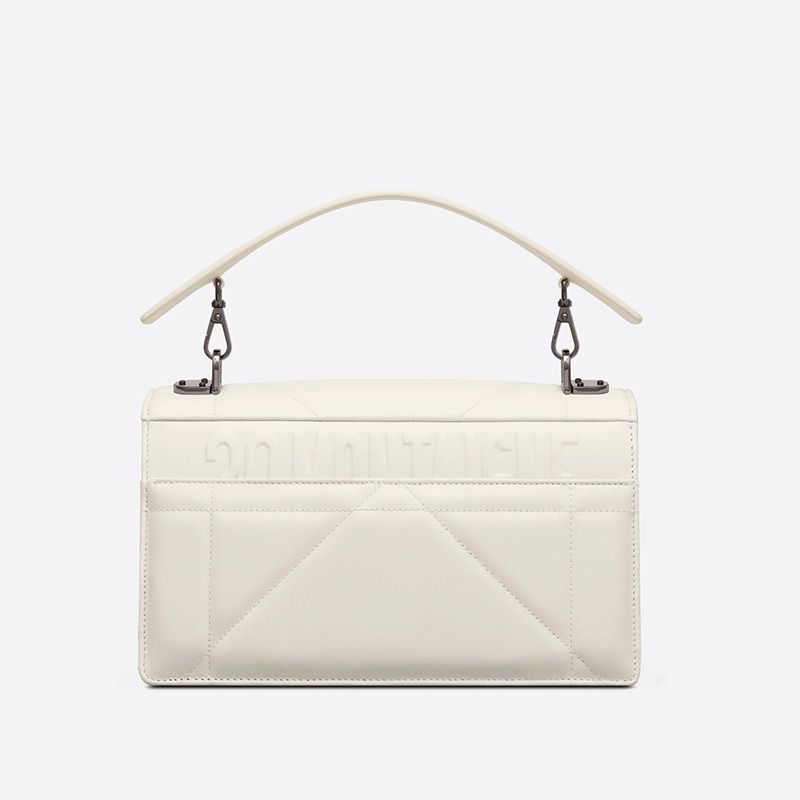 Dior 30 Montaigne Chain Bag with Handle In Maxicannage Lambskin White - Image 3
