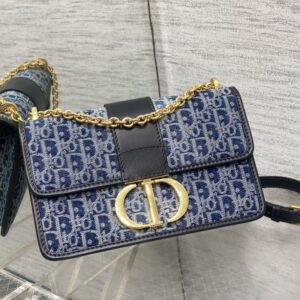 Dior 30 Montaigne Chain Bag In Oblique Motif Denim Blue