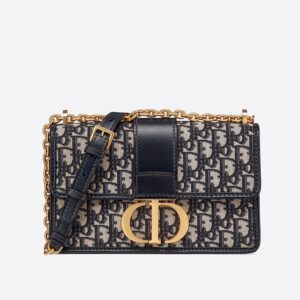 Dior 30 Montaigne Chain Bag In Oblique Motif Canvas Blue