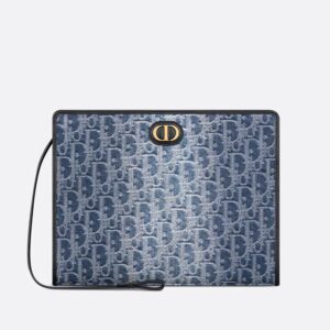 Dior 30 Montaigne Dea Pouch In Oblique Motif Denim Blue