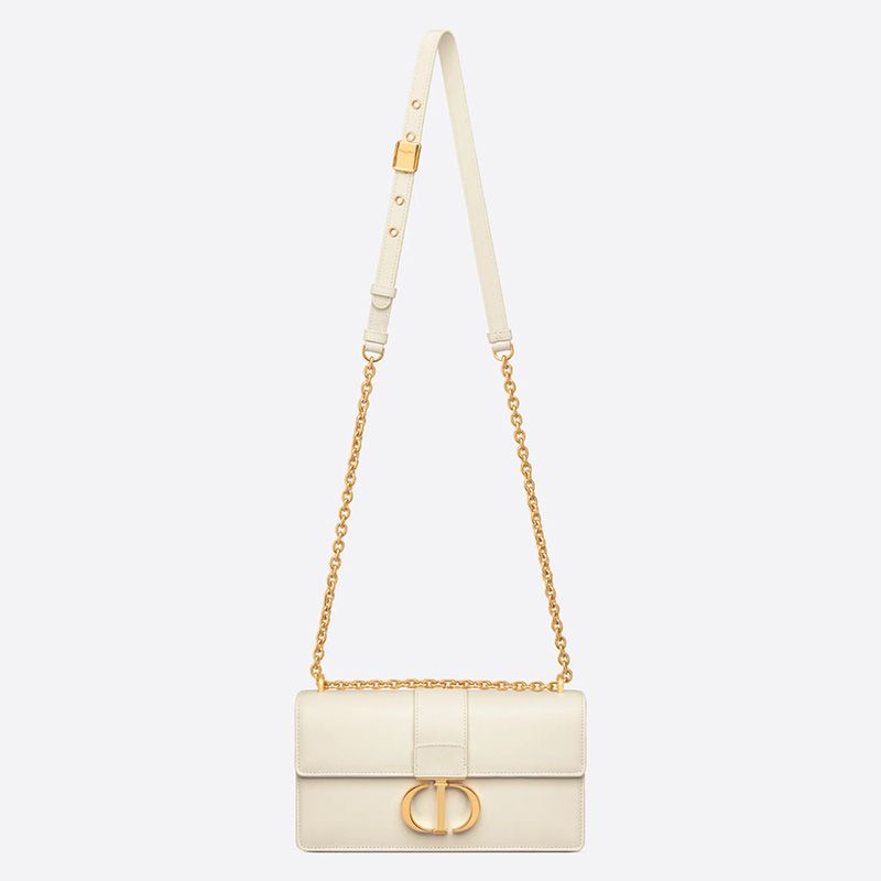 Dior 30 Montaigne East-West Bag With Chain In Calfskin White - Image 5