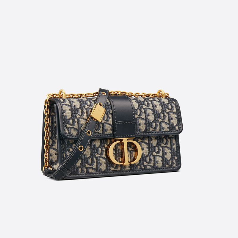 Dior 30 Montaigne East-West Bag With Chain In Oblique Motif Canvas Blue - Image 2