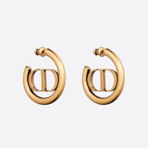 Dior 30 Montaigne Hoop Earrings Antique Metal Gold