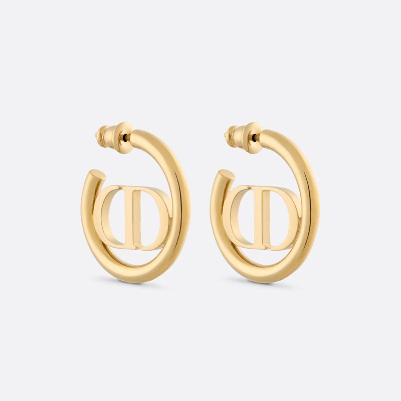 Dior 30 Montaigne Hoop Earrings Metal Gold