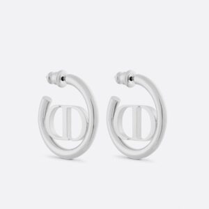 Dior 30 Montaigne Hoop Earrings Metal Silver
