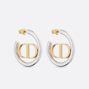 Dior 30 Montaigne Hoop Earrings Metal Silver/Gold