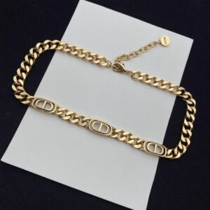 Dior 30 Montaigne Pave Necklace Antique Metal Gold