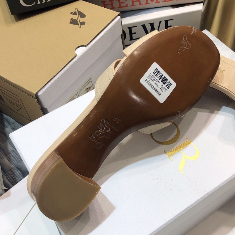 Dior 30 Montaigne Slides Women Calfskin Apricot - Image 5