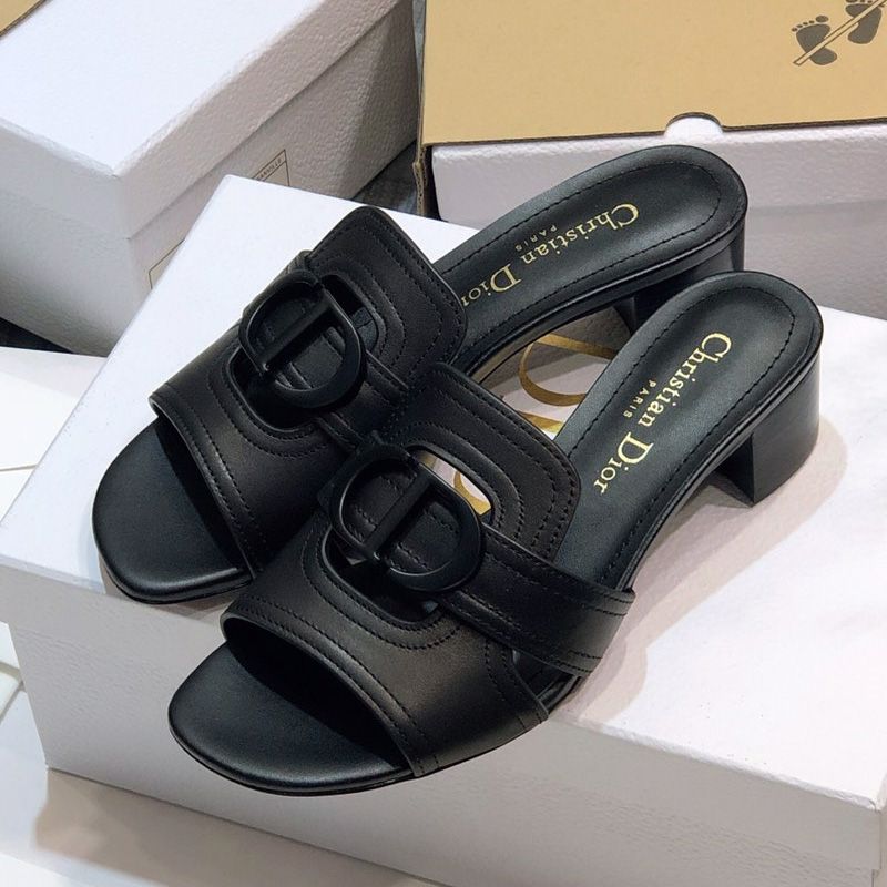 Dior 30 Montaigne Slides Women Calfskin Black - Image 4