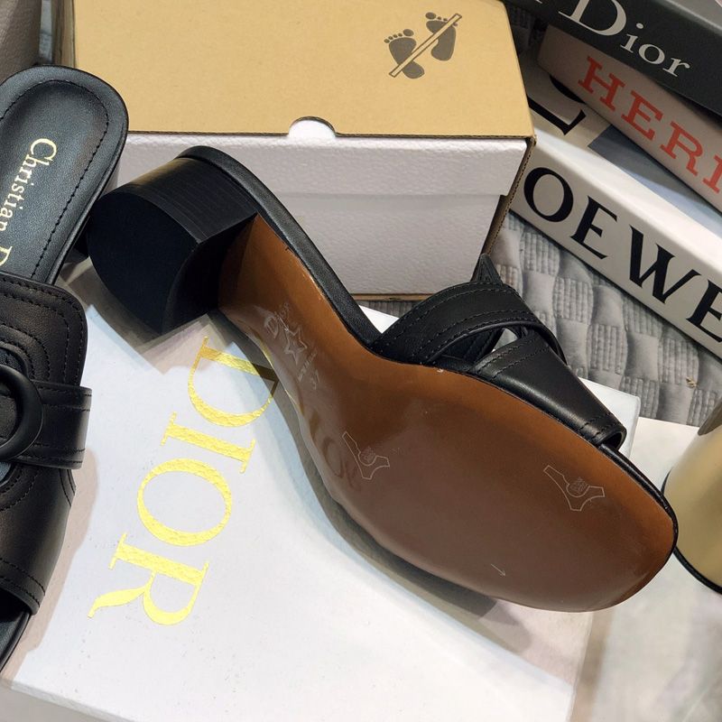 Dior 30 Montaigne Slides Women Calfskin Black - Image 5