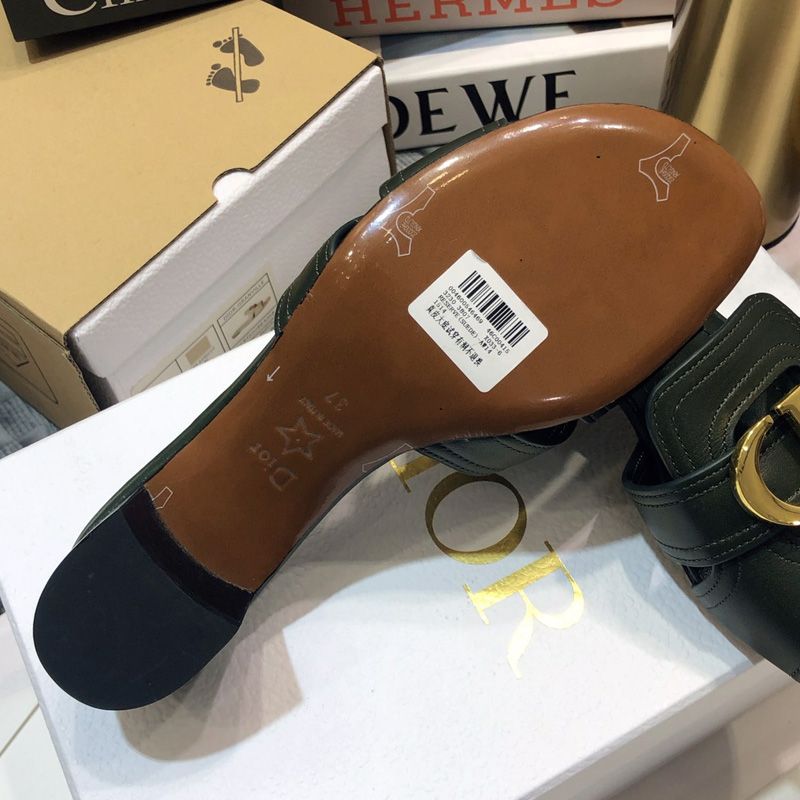 Dior 30 Montaigne Slides Women Calfskin Green - Image 5