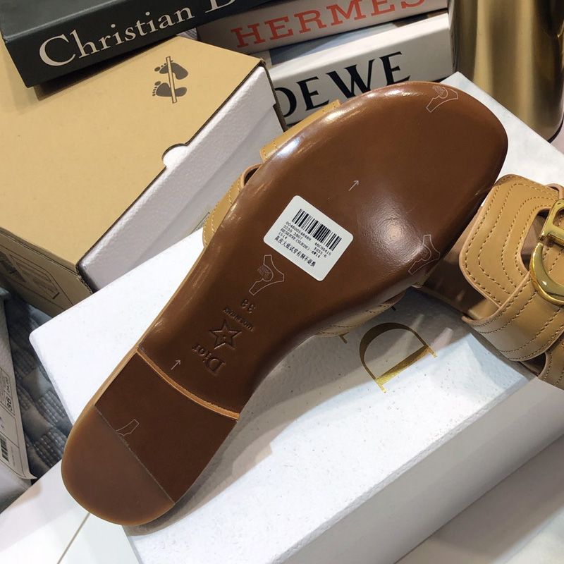 Dior 30 Montaigne Slides Women Calfskin Khaki - Image 3