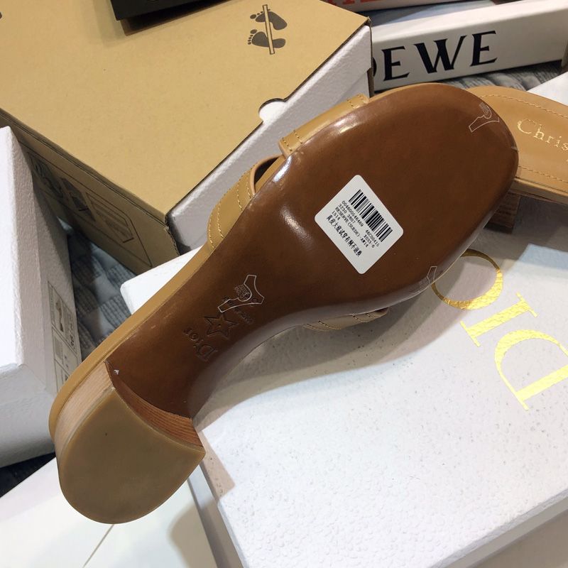 Dior 30 Montaigne Slides Women Calfskin Khaki - Image 5