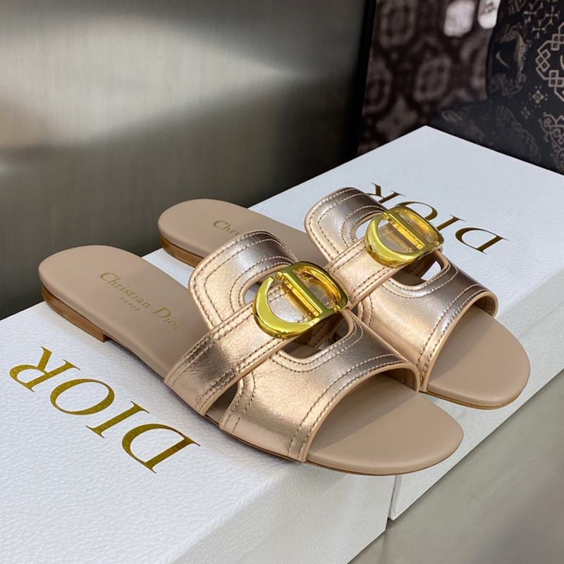 Dior 30 Montaigne Slides Women Calfskin Rose Gold - Image 2