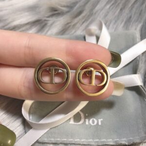 Dior 30 Montaigne Stud Earrings Antique Metal Gold