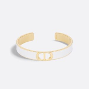 Dior 30 Montaigne Thin Bangle Metal with Lacquer Gold/White