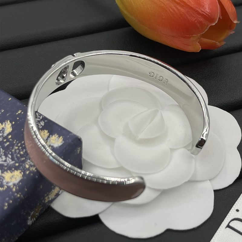 Dior 30 Montaigne Thin Bangle Metal with Lacquer Silver/Pink - Image 2