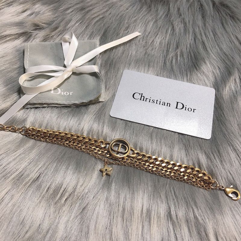 Dior 30 Montaigne Triple Bracelet Antique Metal with Star Charm Gold - Image 2