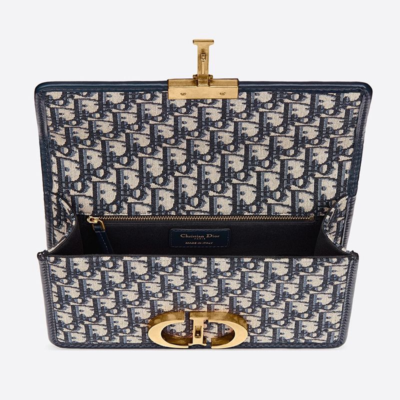 Dior 30 Montaigne Bag In Oblique Motif Canvas Blue - Image 4
