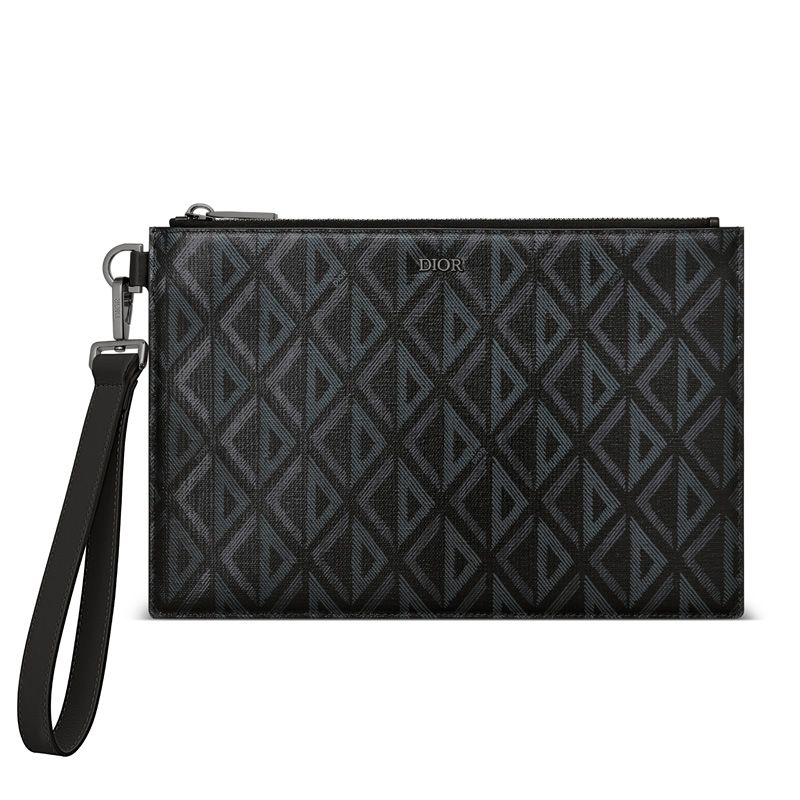 Dior A5 Pouch In CD Diamond Canvas Black