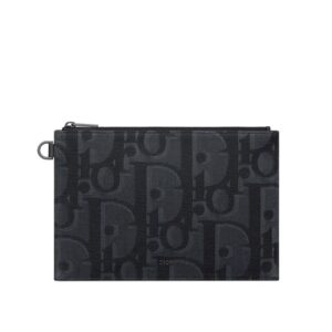 Dior A5 Pouch In Maxi Oblique Motif Canvas Black