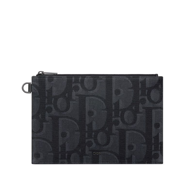 Dior A5 Pouch In Maxi Oblique Motif Canvas Black