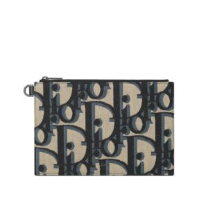 Dior A5 Pouch In Maxi Oblique Motif Canvas Blue