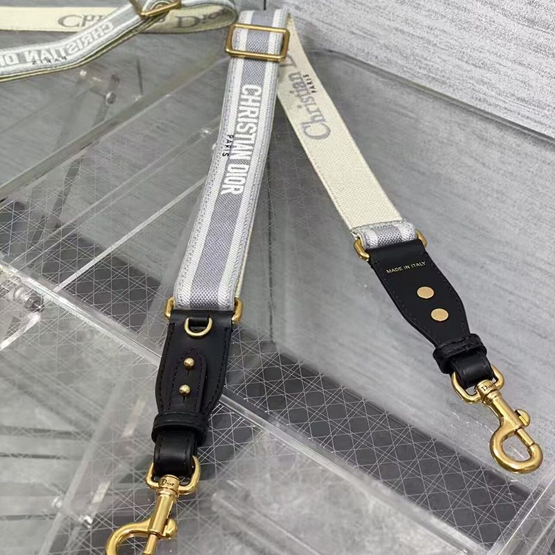 Dior Adjustable Shoulder Strap In Christian Dior Motif Cotton Grey