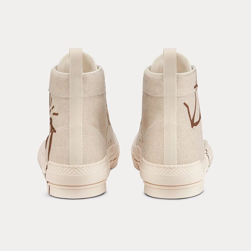 Dior B23 High-Top Sneakers Unisex Cactus Jack Dior Motif Canvas Beige - Image 3